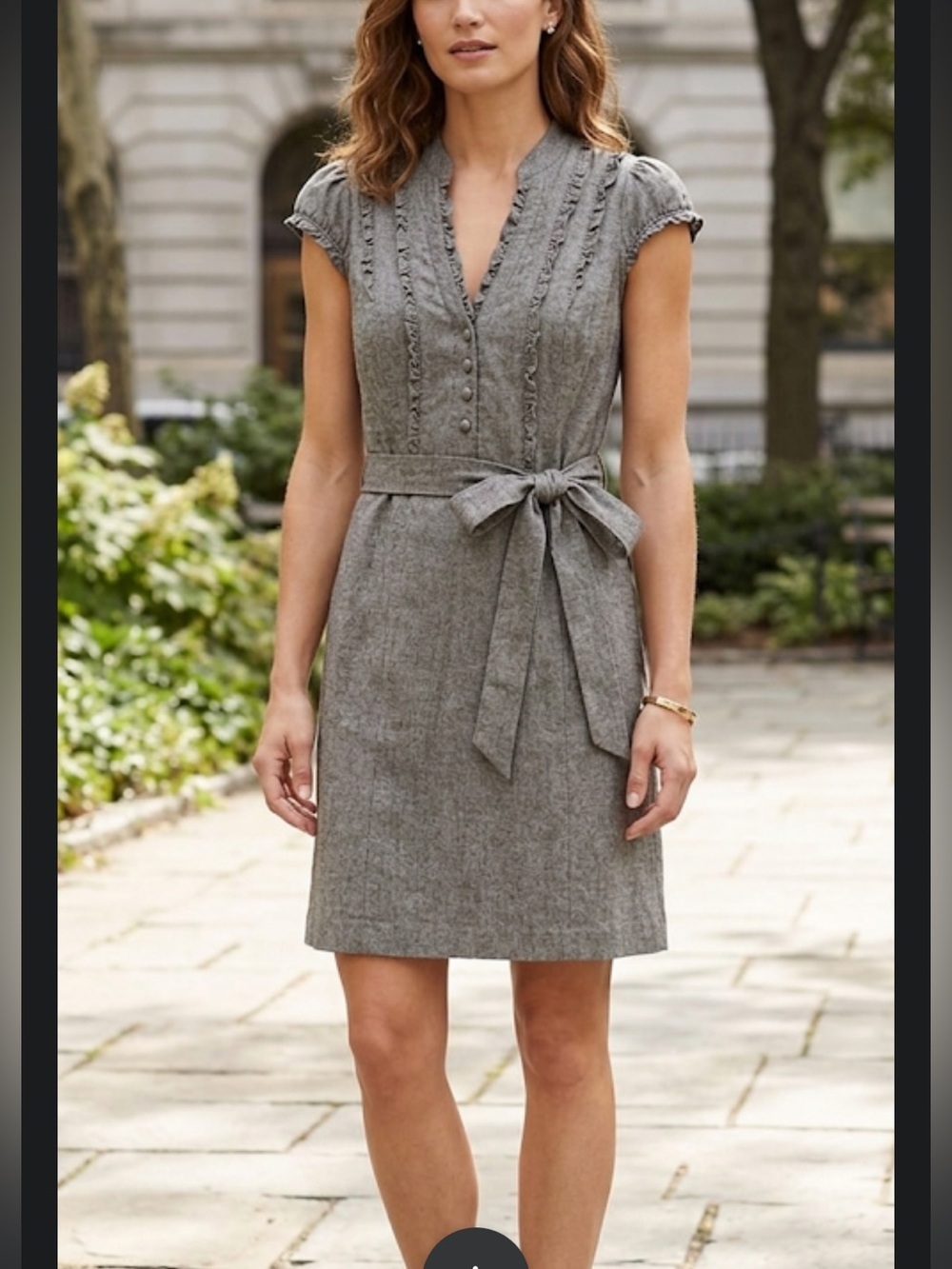 LOFT NWOT Gray Ruffle Sleeve Mini Dress Tie Waist – sz SP